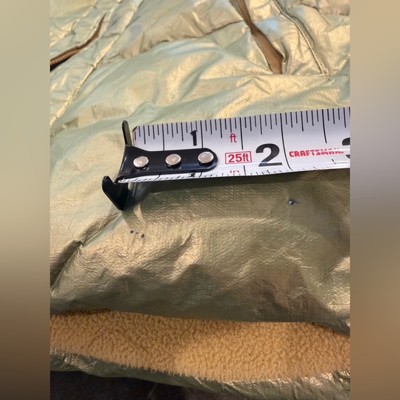 The Limited Down Puffer Liquid Green Gold Metallic Shimmer Jacket Fur Hood - Picture 12 of 16